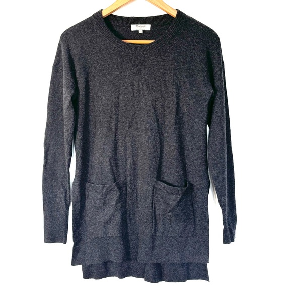 Madewell Sweaters - Madewell 100% Cashmere Gray Pullover Pocket Sweater Sz S